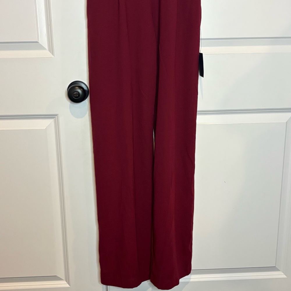 NWT Lulus Kiska Burgundy Lace Back Sleeveless Wide Leg Jumpsuit S - Picture 5 of 10